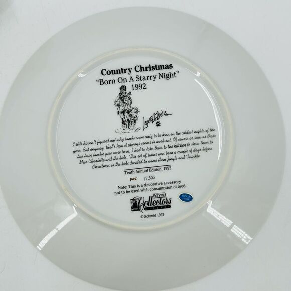 Lowell Davis Sheep COUNTRY CHRISTMAS 1992 Collector Plate Born On a Starry Night - Picture 5 of 8